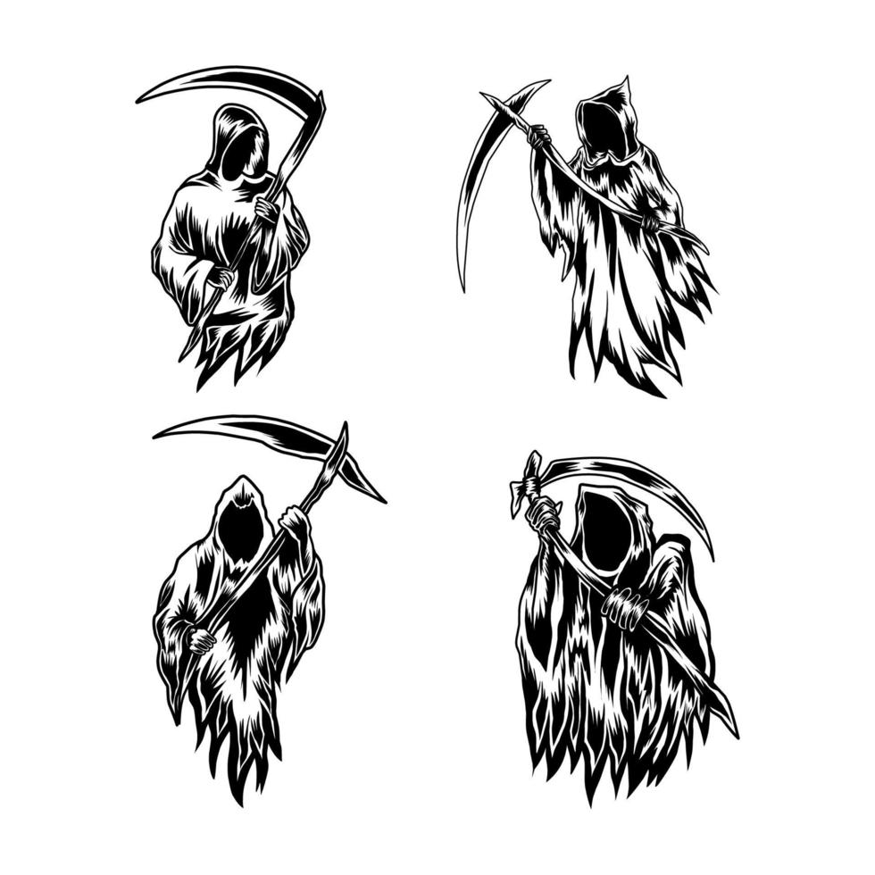Set of grim reaper illustration vector