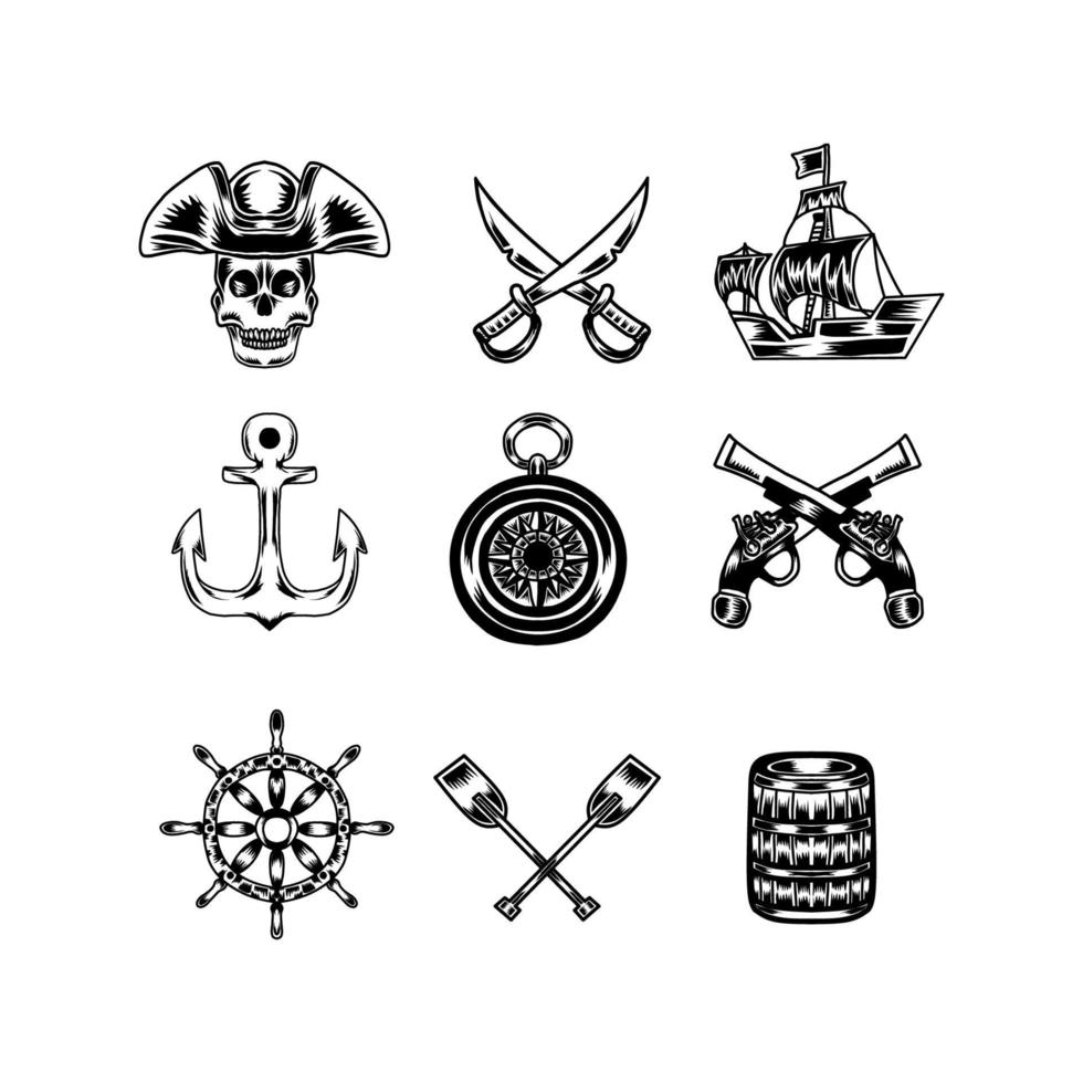 Set of pirate icon vector