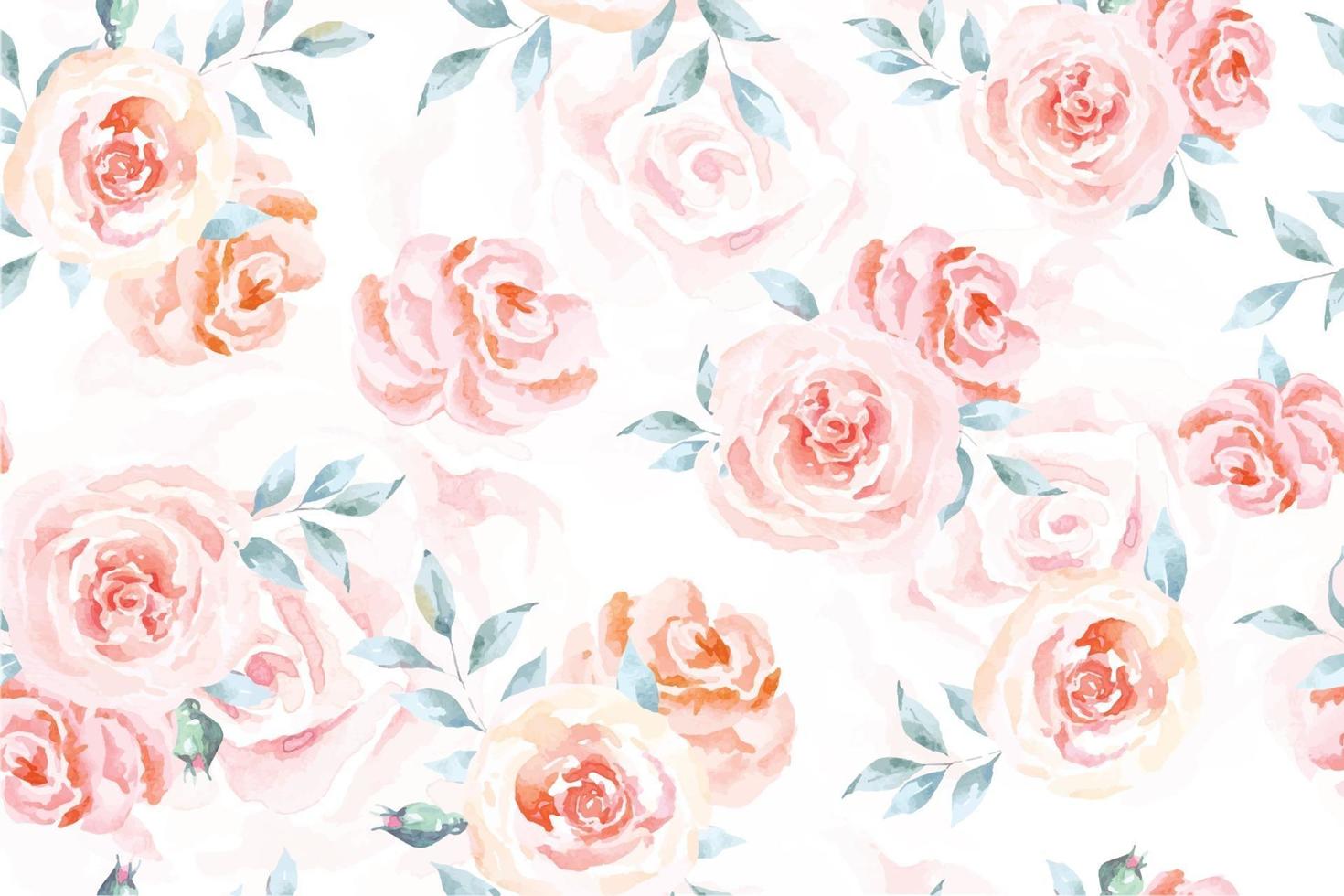 Rose seamless pattern with watercolor vector