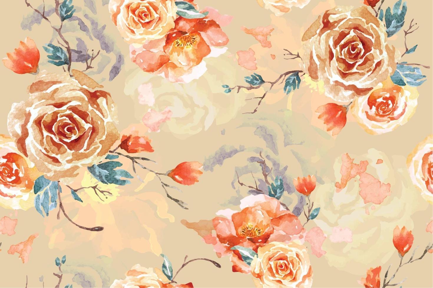 Rose seamless pattern with watercolor vector