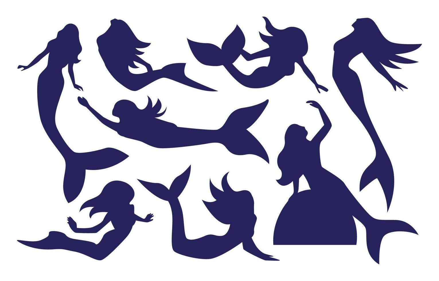 Mermaid Silhouette Set vector