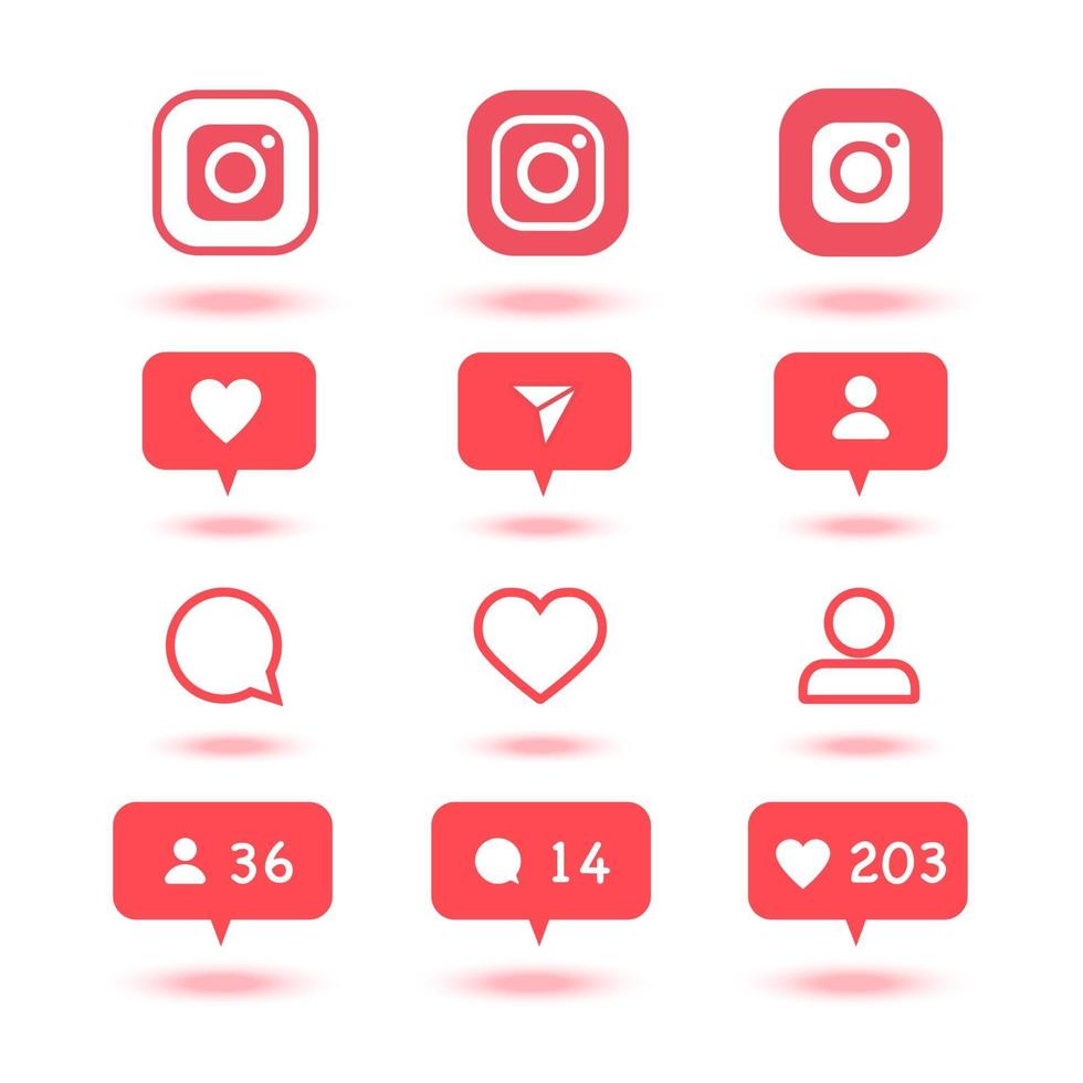 conjunto de icono de redes sociales inspirado en instagram. ilustración vectorial. vector