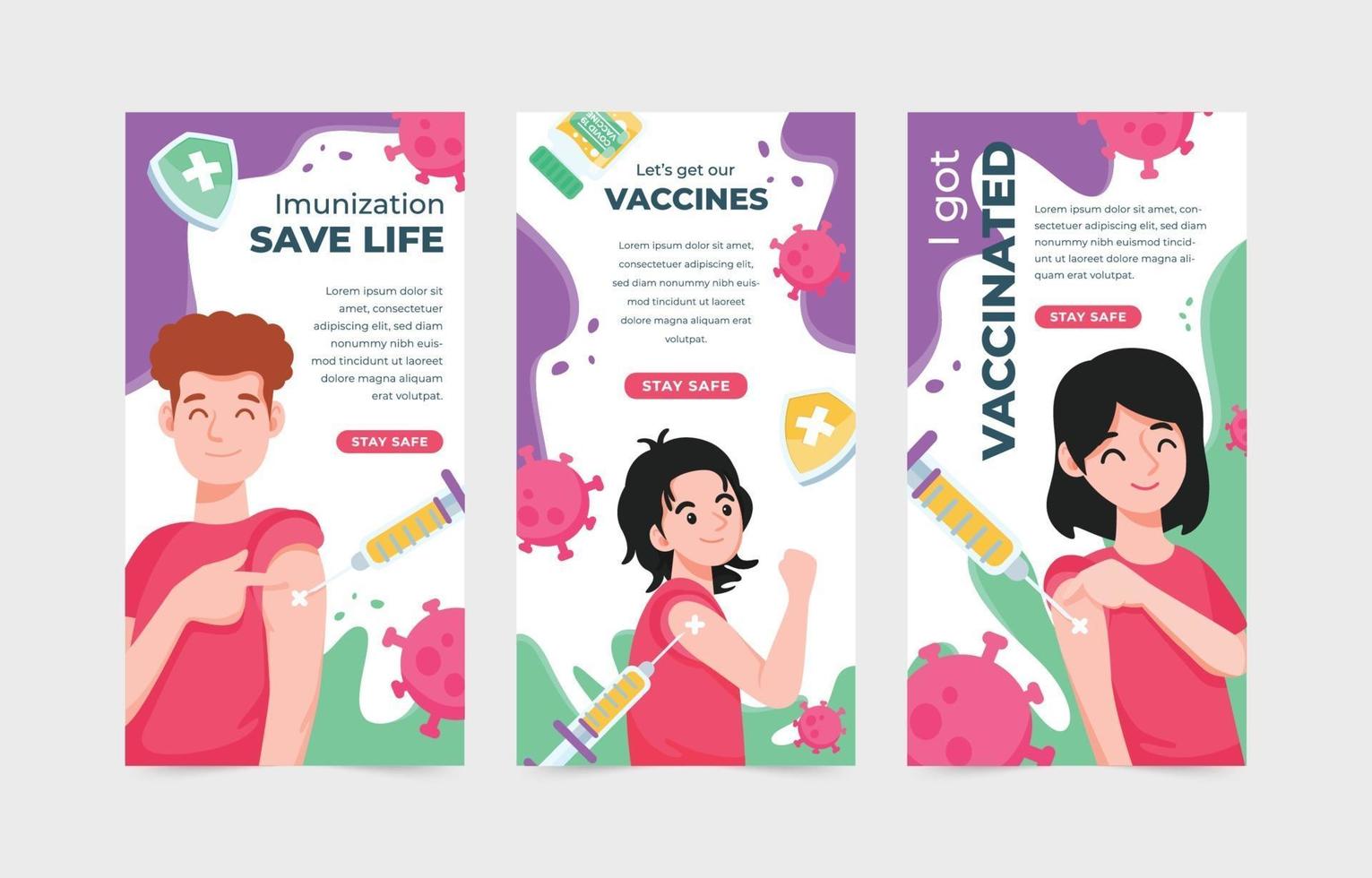 After Vaccine Covid-19 Cute Banner Template vector