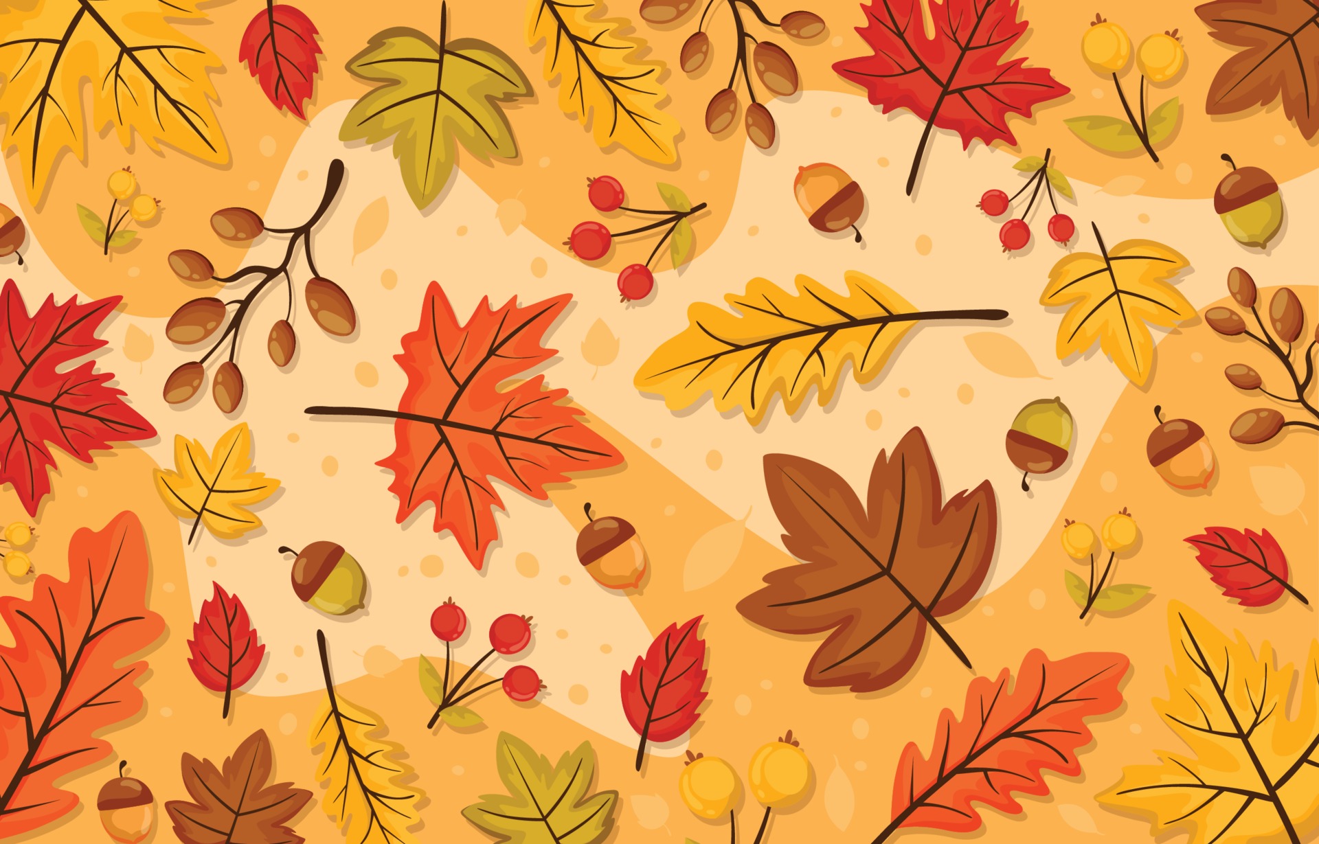 red fall leaves background