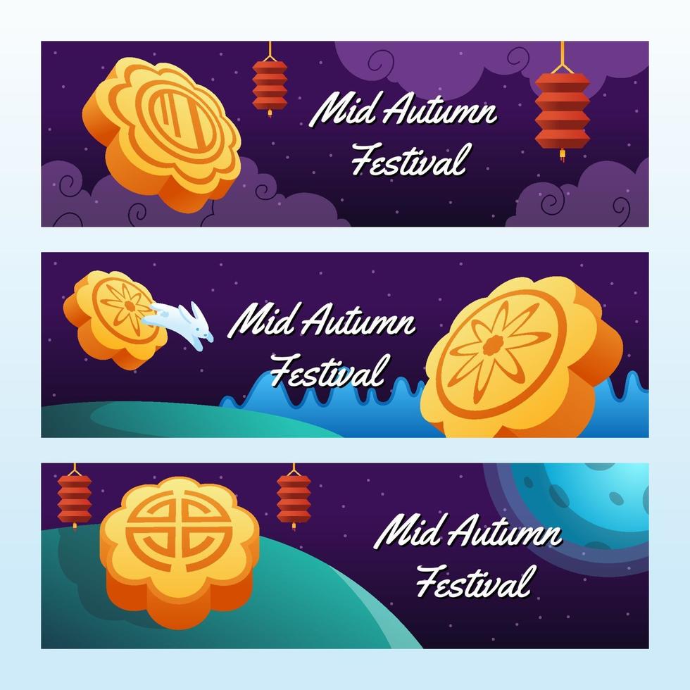 Mooncake Banner Collection vector
