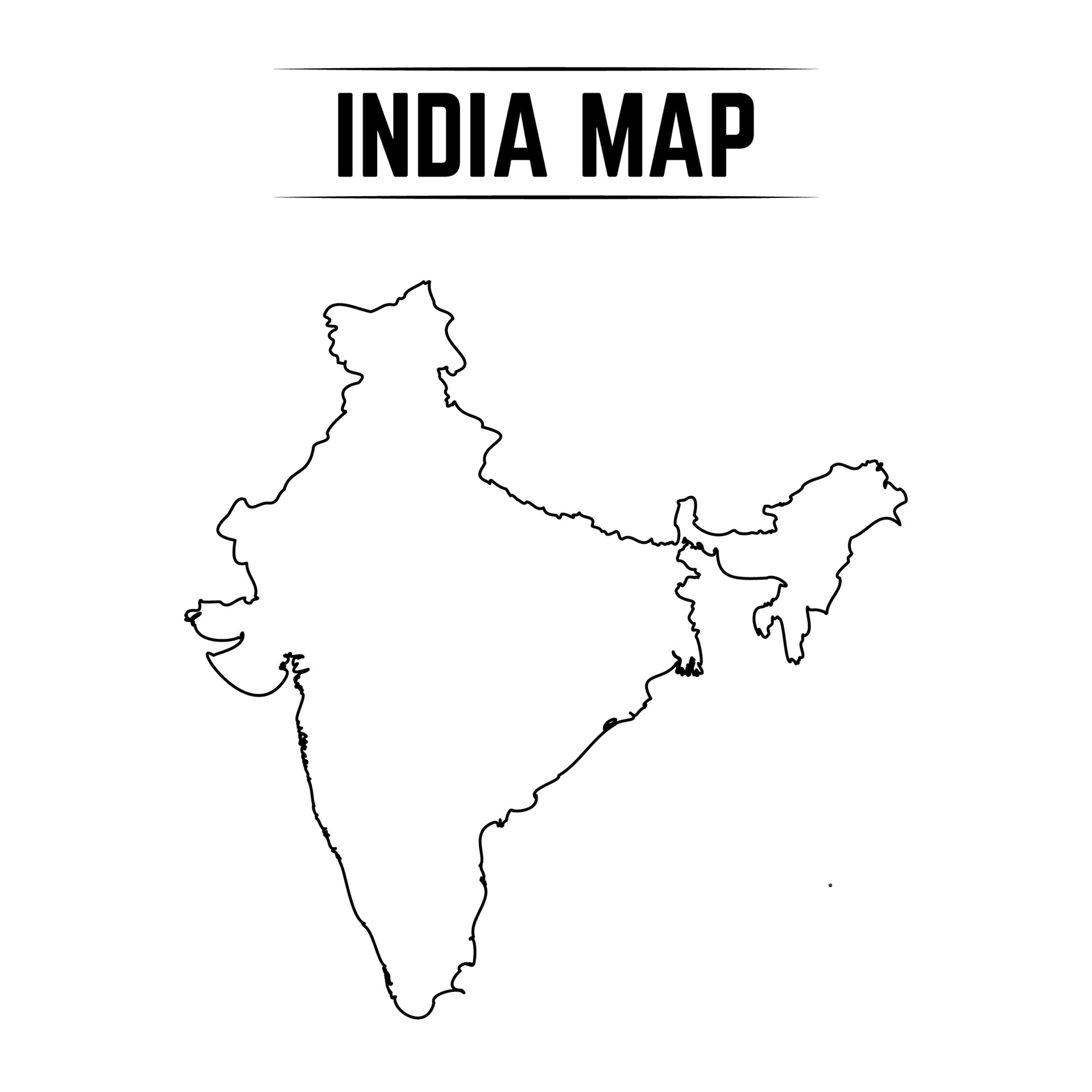 Blank Outline Map Of India