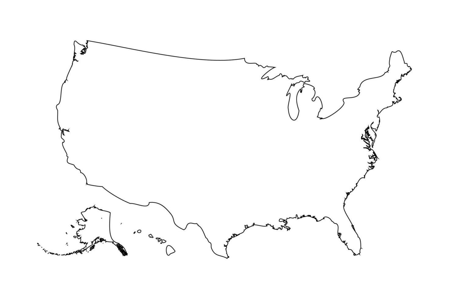Outline Simple Map of USA vector