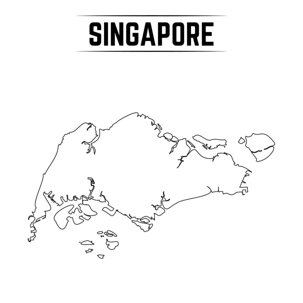 Outline Simple Map of Singapore vector