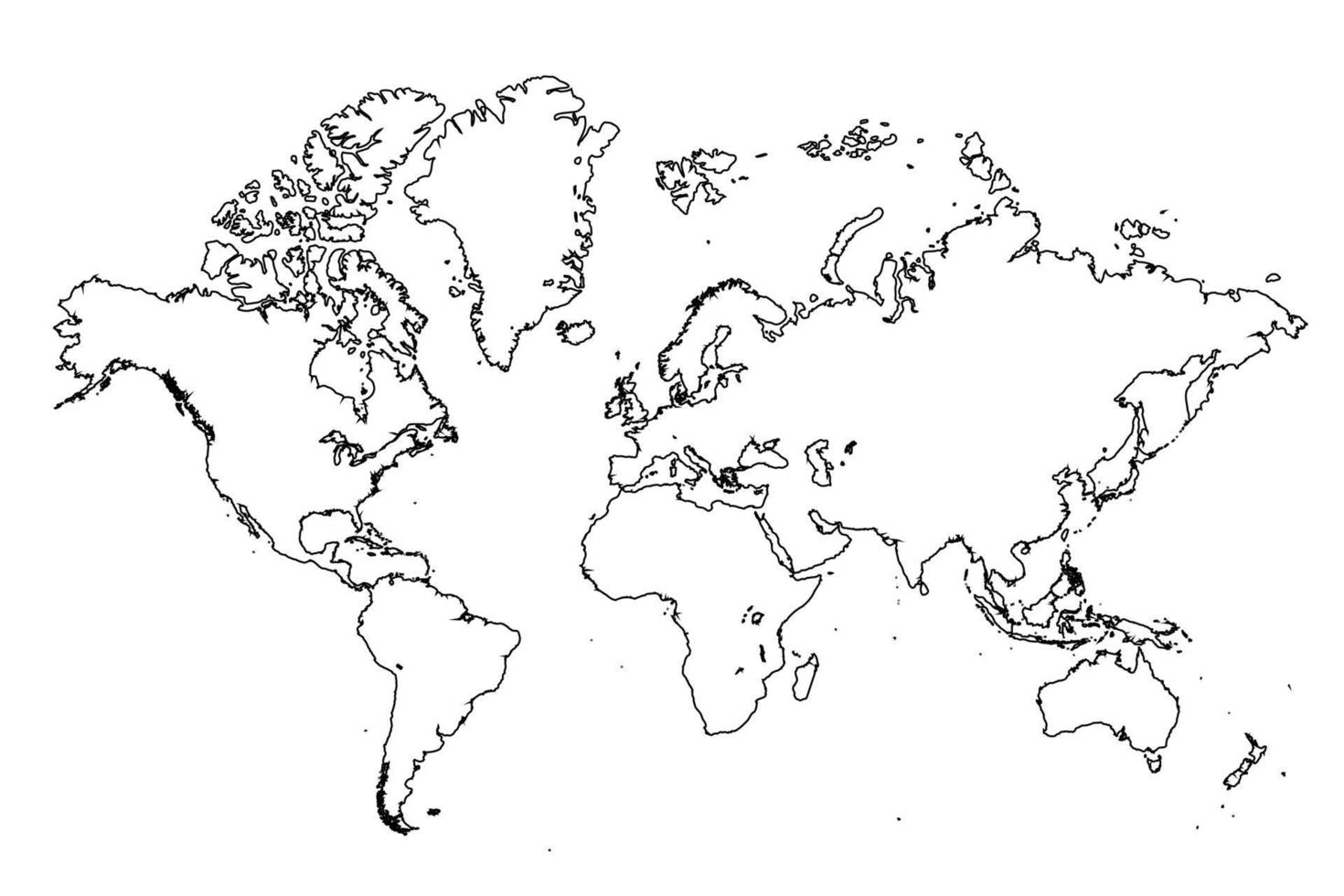 Outline Simple Map of the World vector
