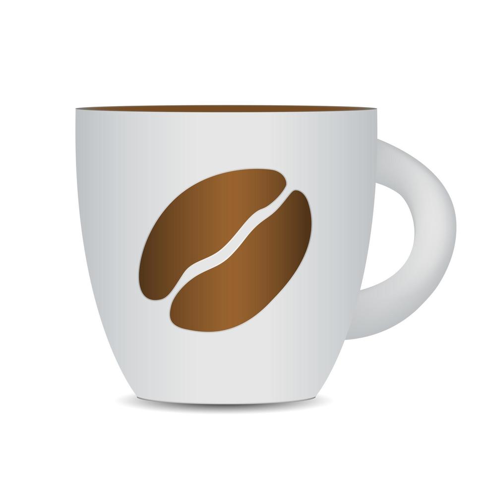 taza de café negro aislado sobre fondo blanco. vector fotorrealista.