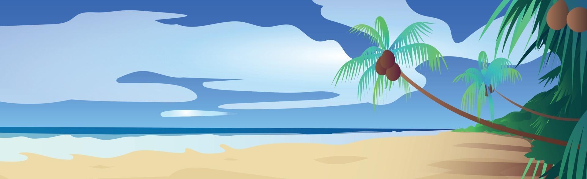 Panoramic landscape sunny bright sandy beach - Vector