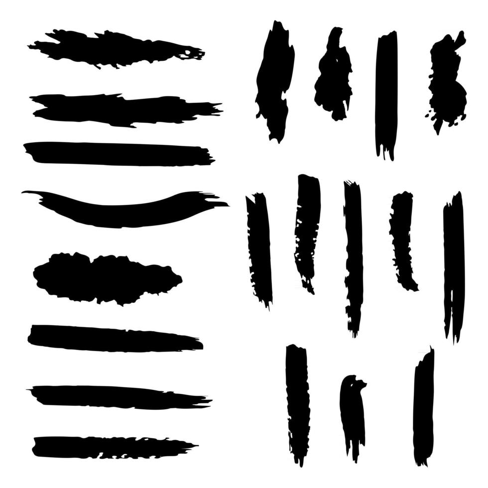 Different strokes of black paint on a white background - Vector