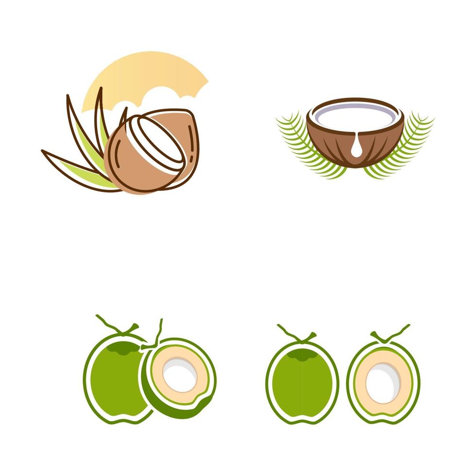 Ilustración de diseño de icono de vector de logotipo de coco