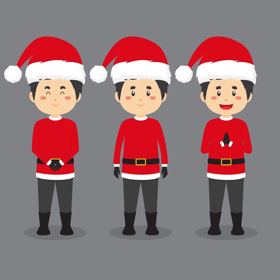 personaje vistiendo traje de santa con varias expresiones. vector