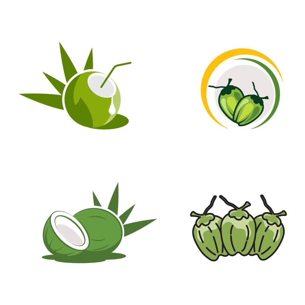 Ilustración de diseño de icono de vector de logotipo de coco