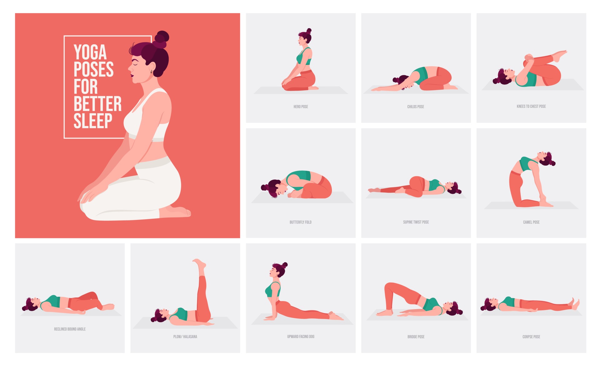 Yoga poses For Better sleep. Young woman practicing Yoga poses. 3088091