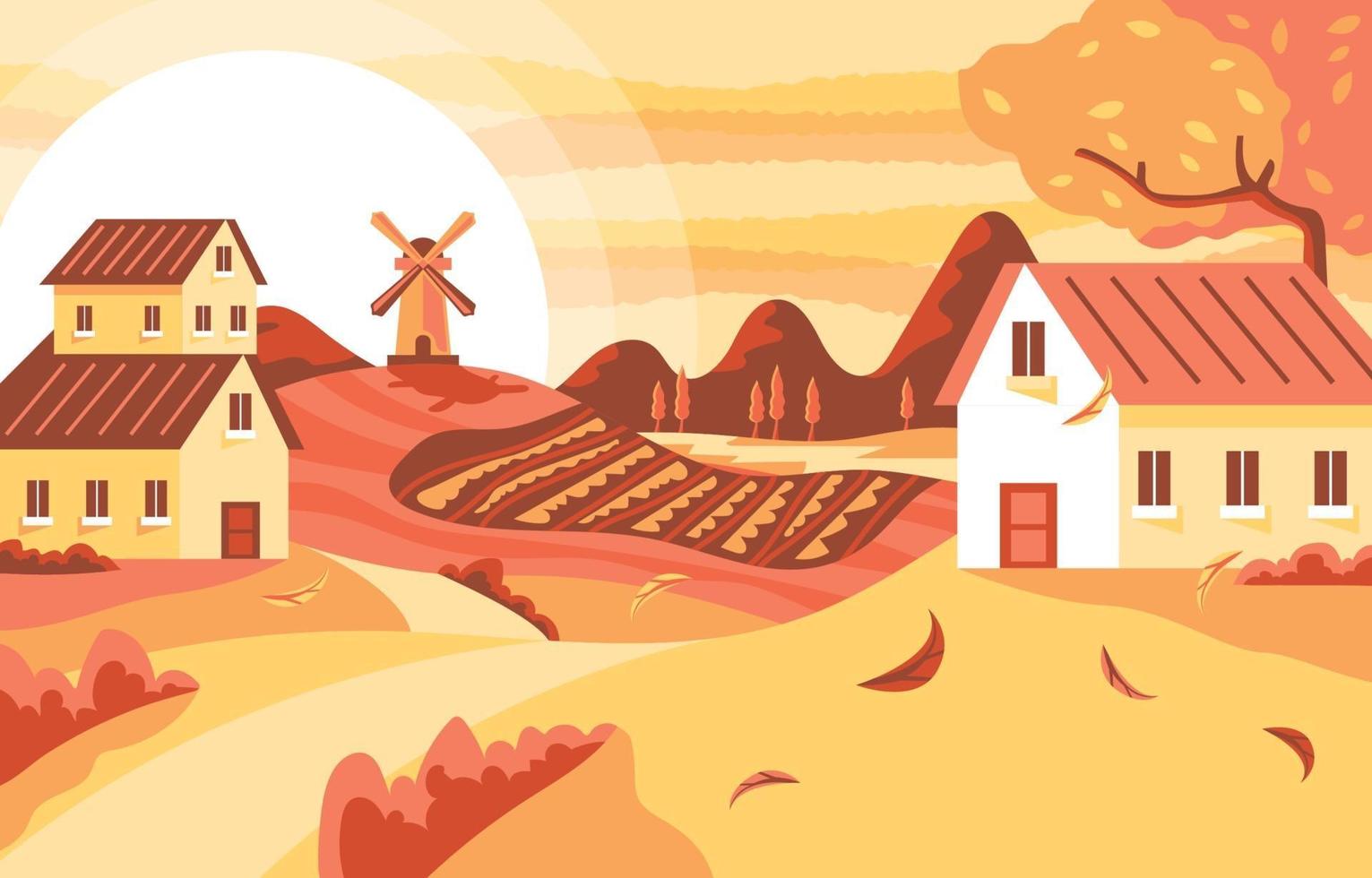 fondo de otoño del paisaje campestre vector