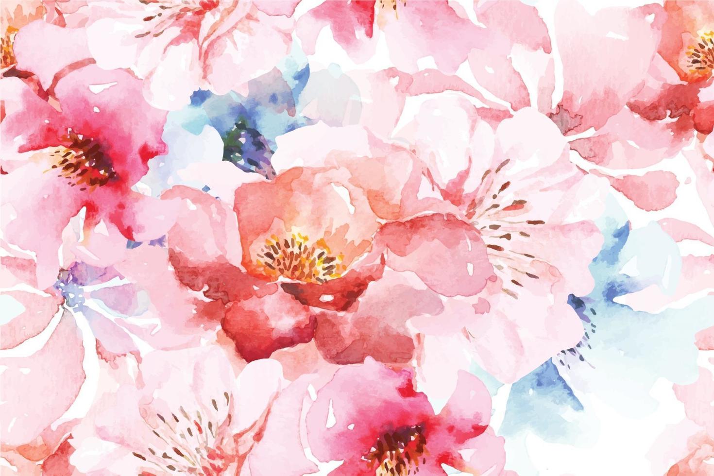 Rose seamless pattern with watercolor vector