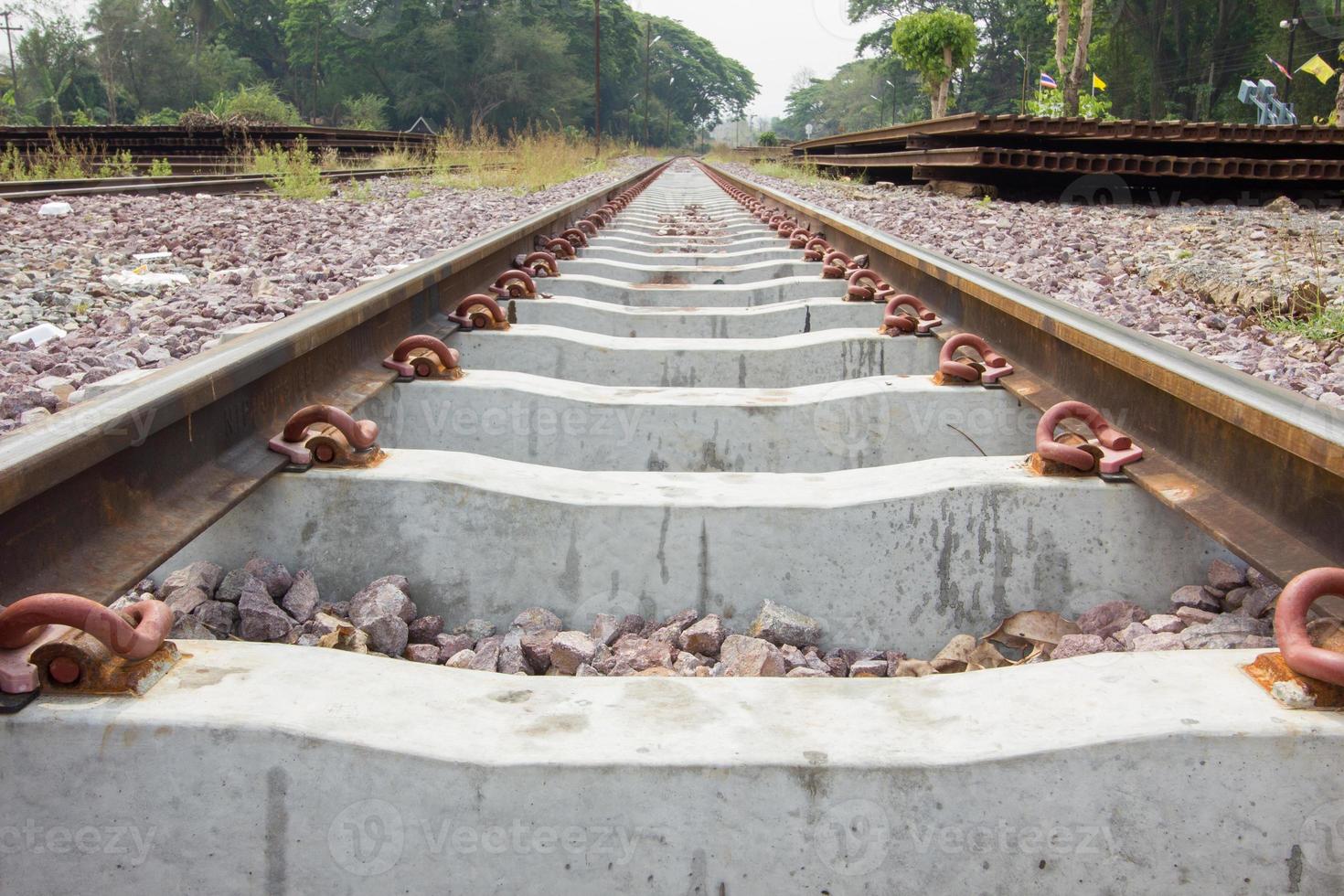 Close up railway tracks in thailand photo