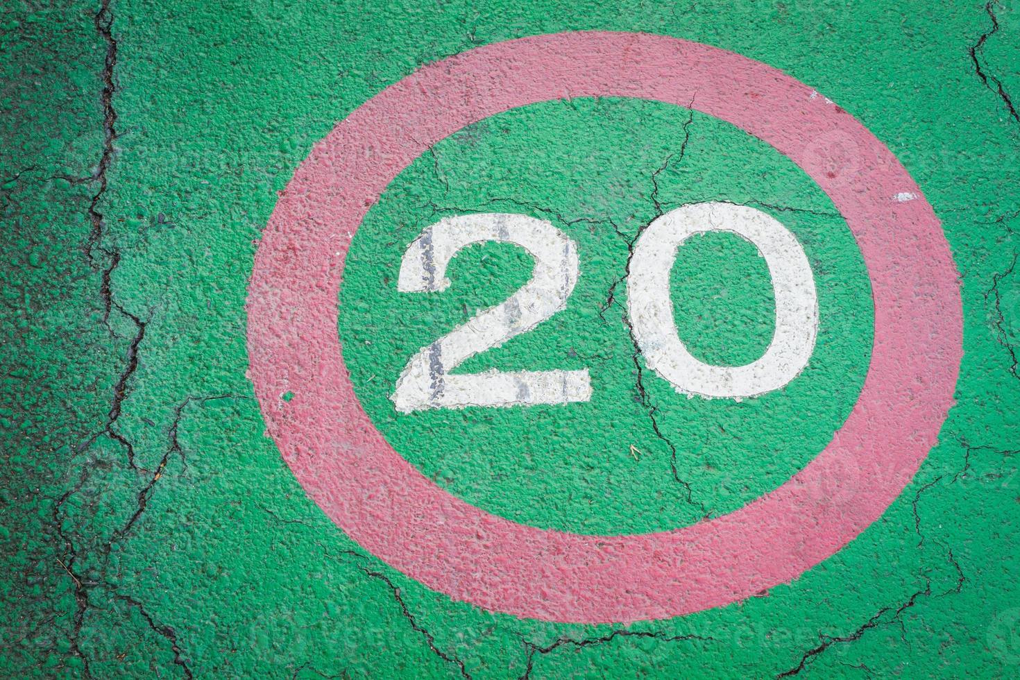 speed limit sign 20 kilometers on bike lane photo