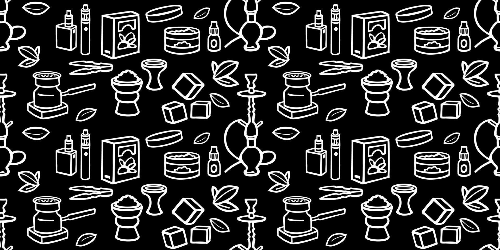 hookah doodle set tobacco charcoal vector