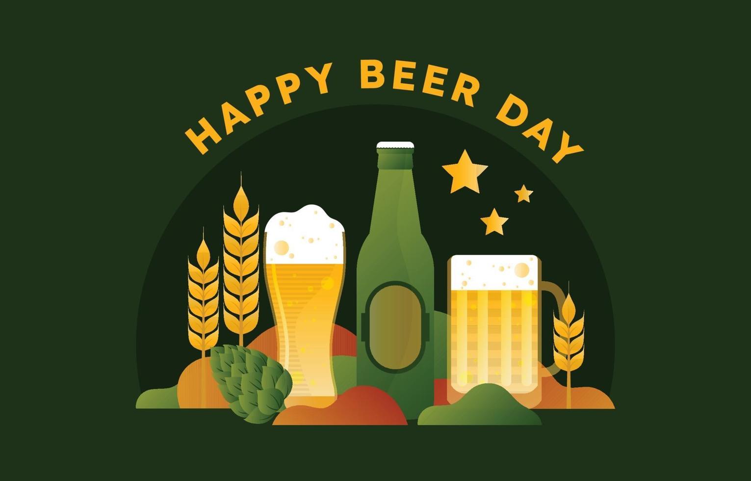 Happy Beer Day in Flat Gradient Style vector