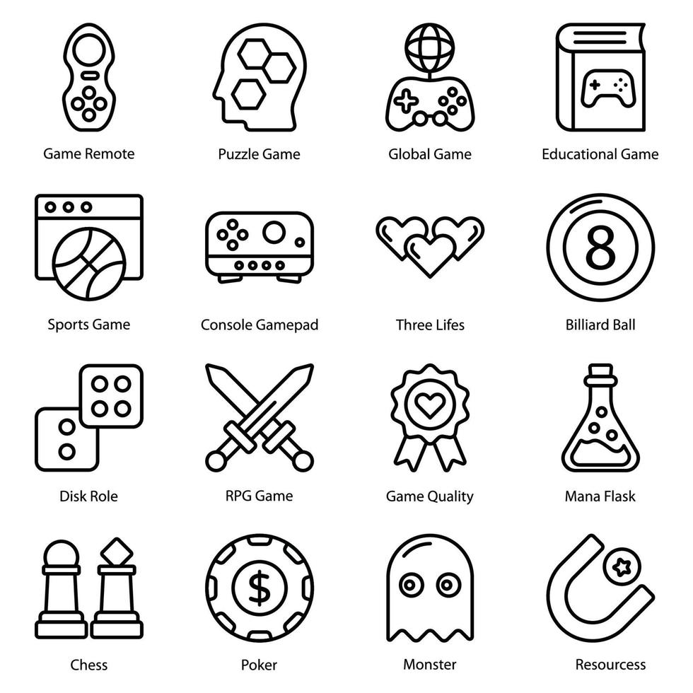 Game line Icons Set vector