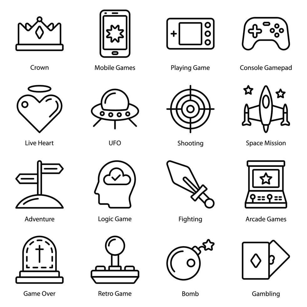 Game line Icons Set vector