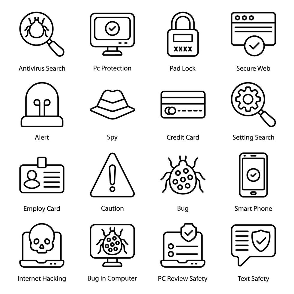 Security Line icons Set vector