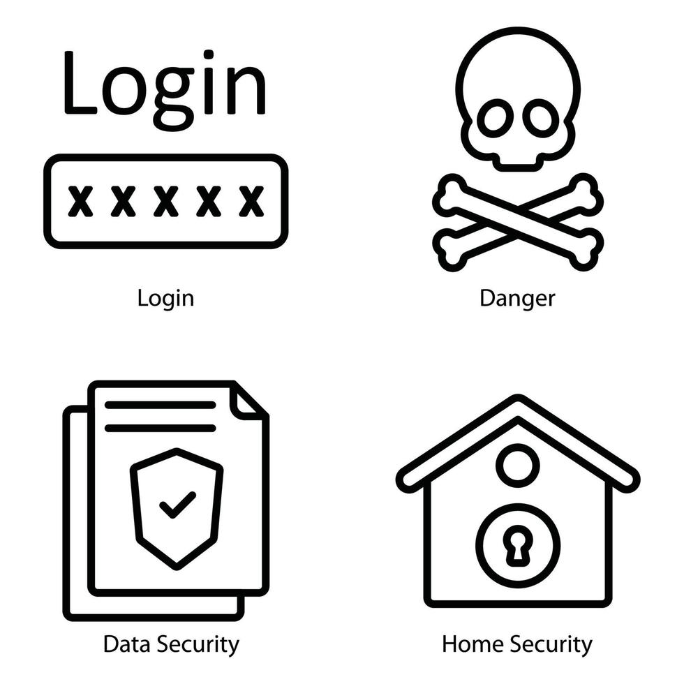 conjunto de iconos de línea de seguridad vector