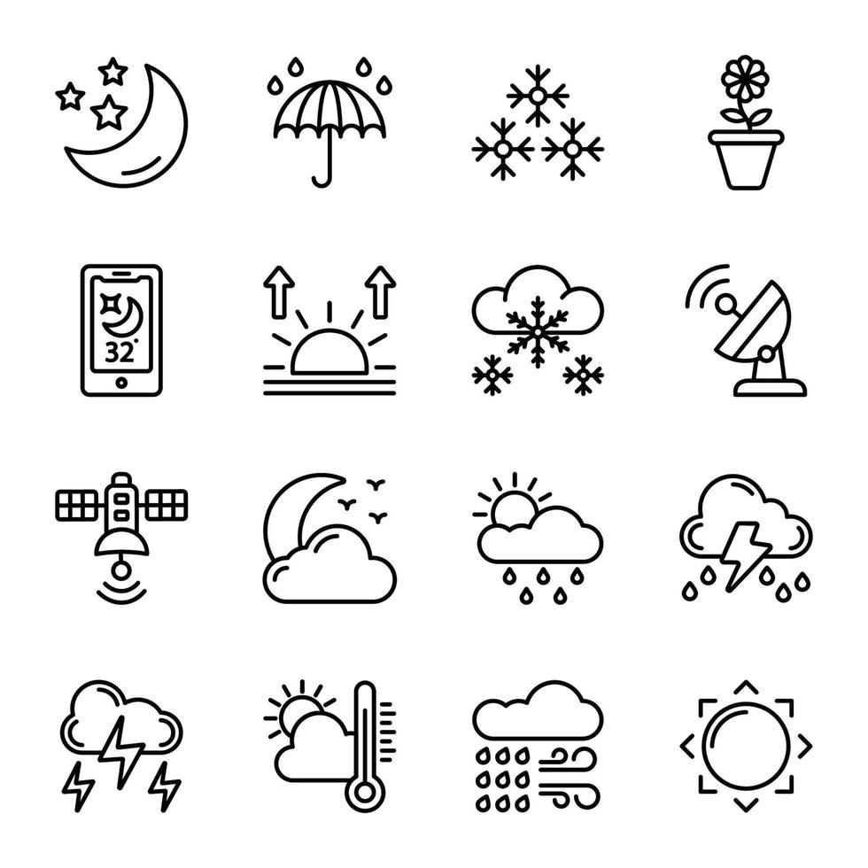 Weather line icons sets vector