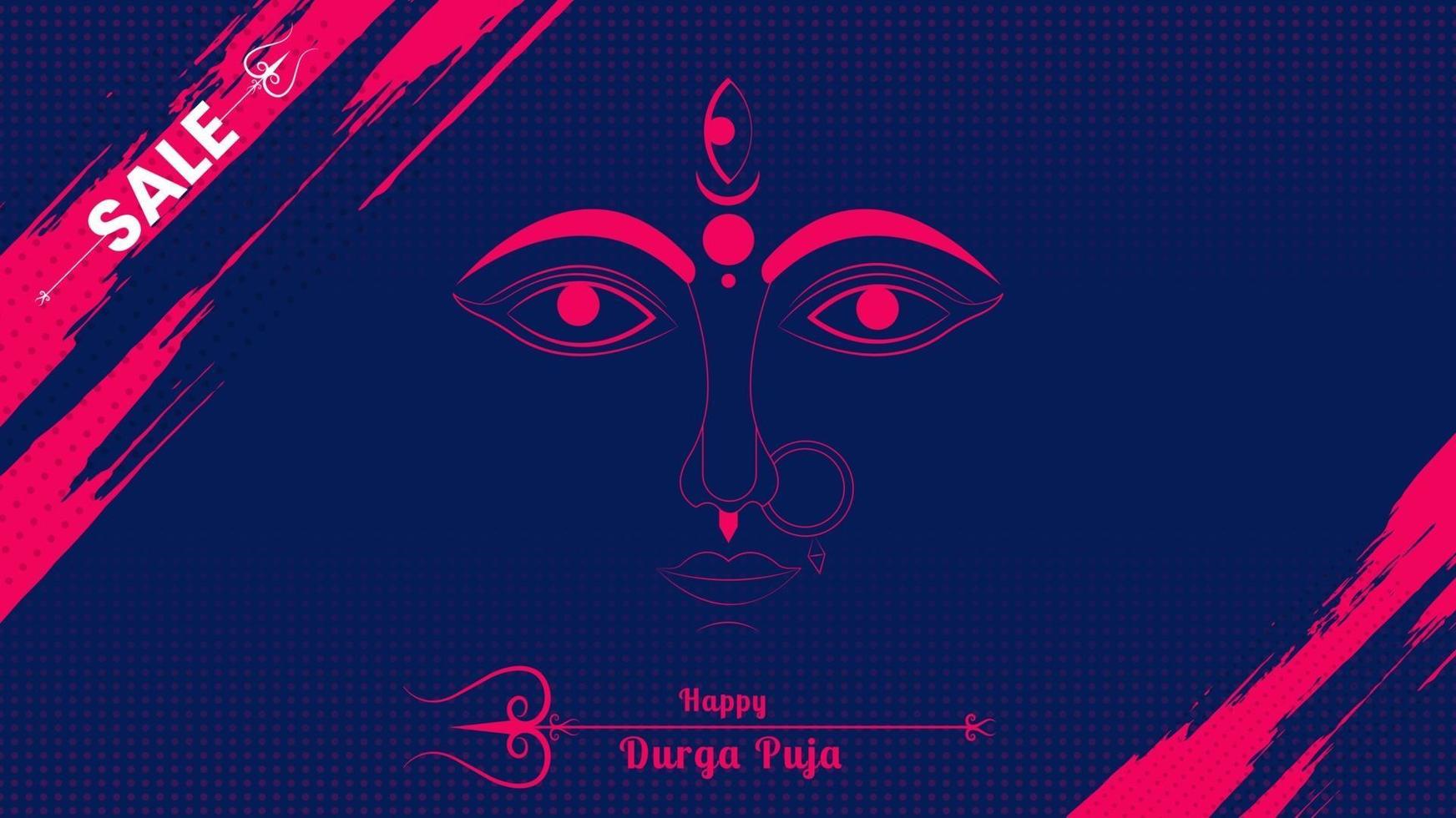 happy durga puja web template with colorful halftone background vector