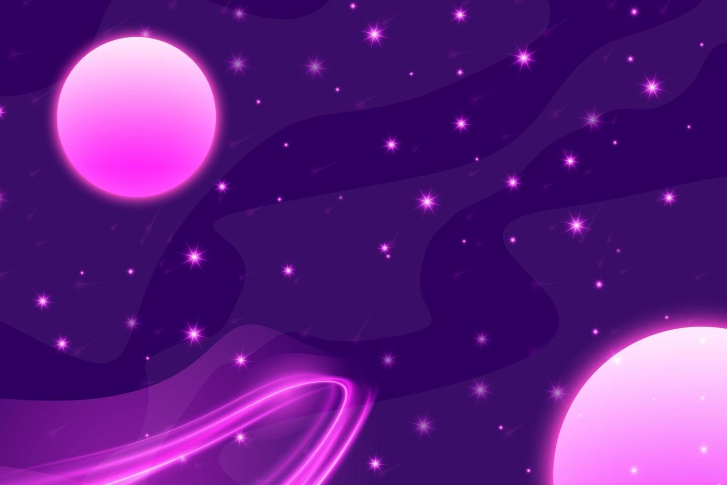púrpura espacio galaxia resumen antecedentes estrellas planeta cohete violeta vector
