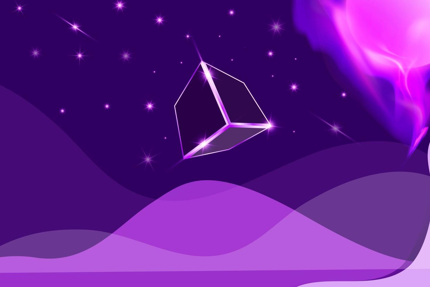 Purple space galaxy abstract background stars planet rocket violet vector
