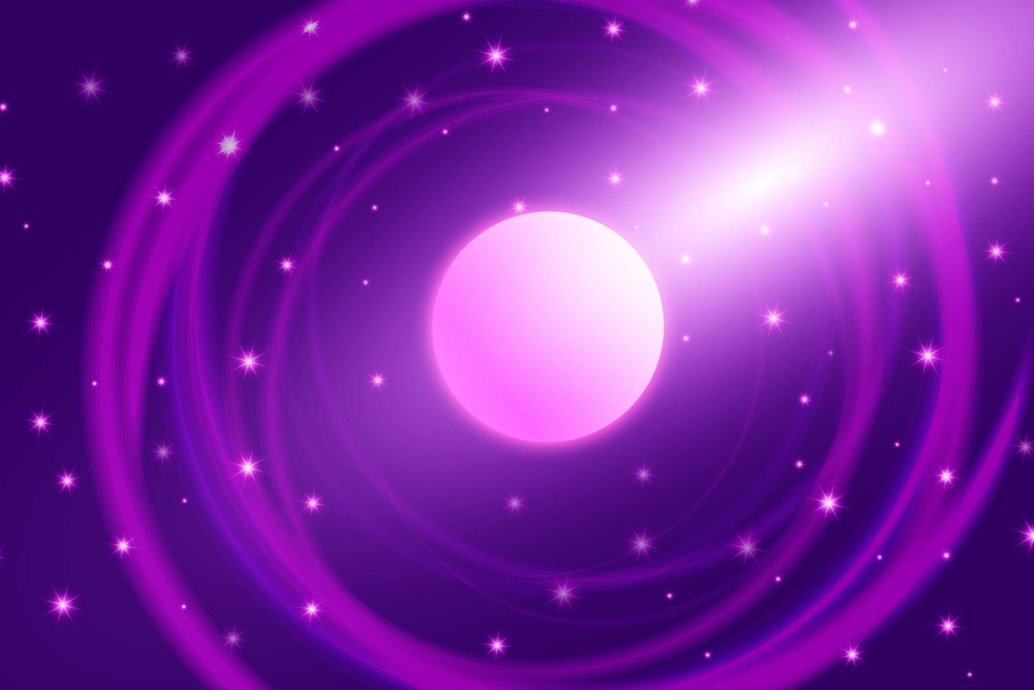 Purple space galaxy abstract background stars planet rocket violet vector