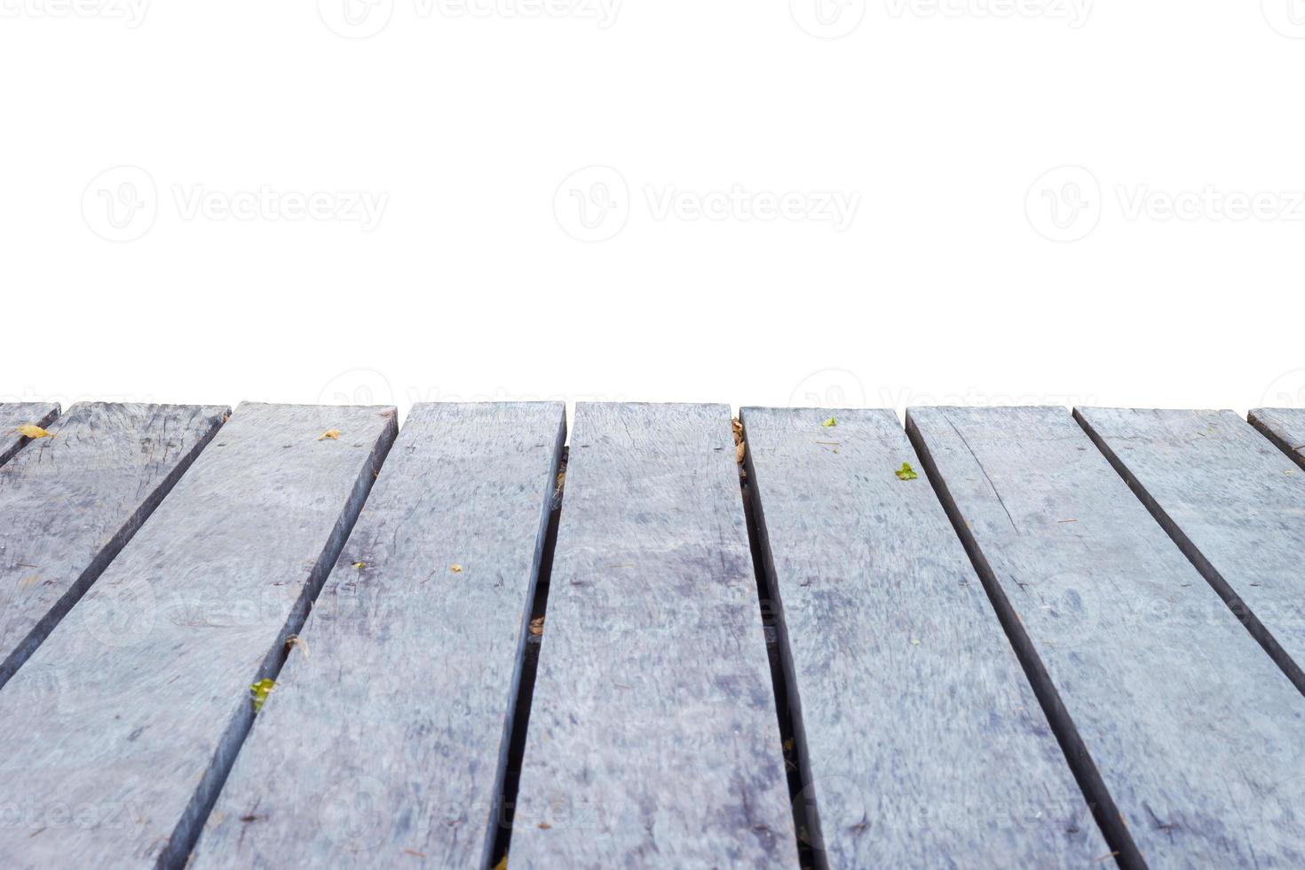 empty wooden perspective with small leaves photo