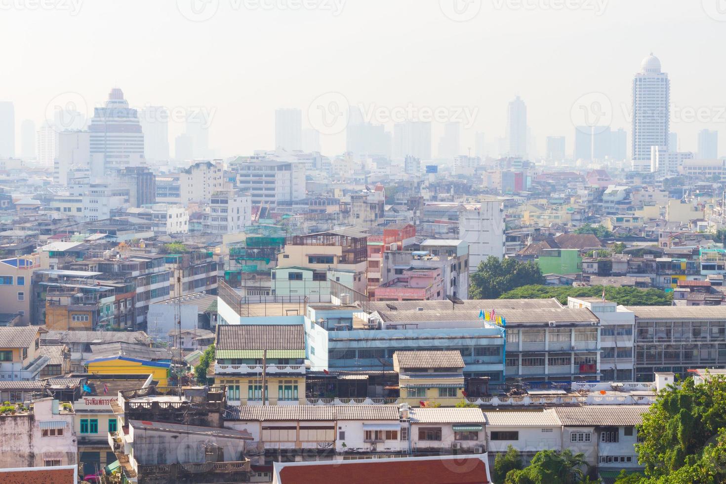 Bangkok landscape of Thailand with fog in the background. photo