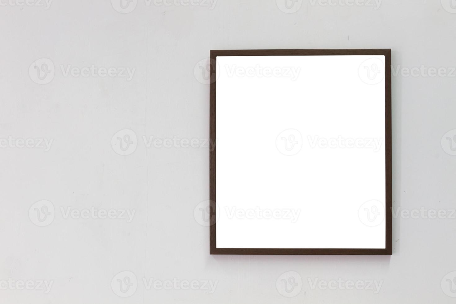 horizontal photo of photo frame on blank wall background, copyspace