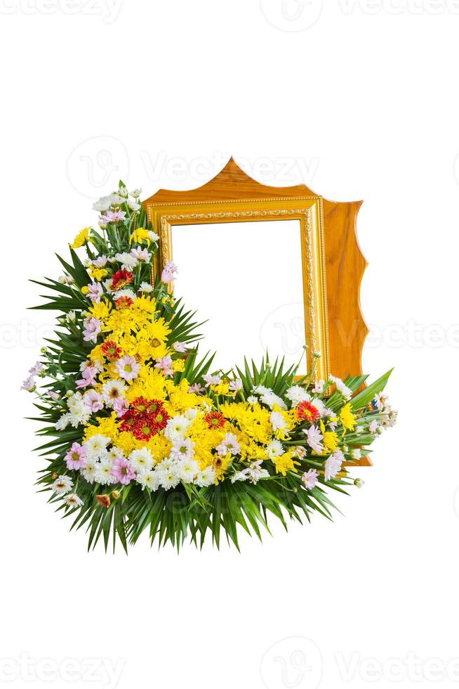 wreath frame with white flowers and branches photo