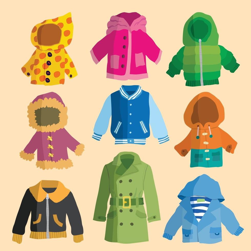 Collection of coats and jackets vector