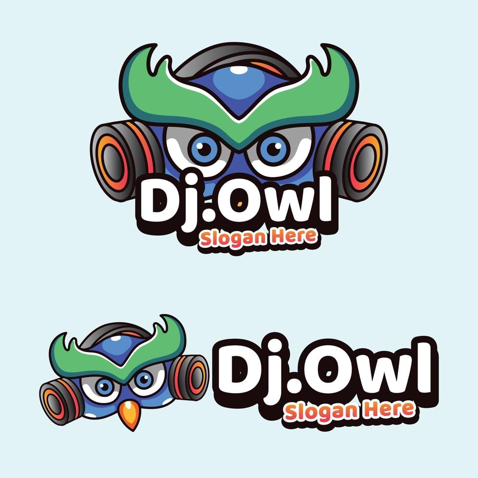 Dj Owl mascots illustration icon modern style vector