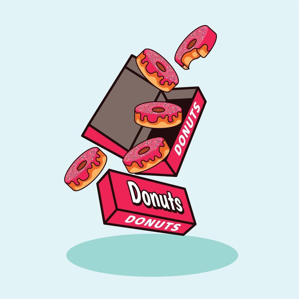 donas con caja icono ilustración estilo moderno vector