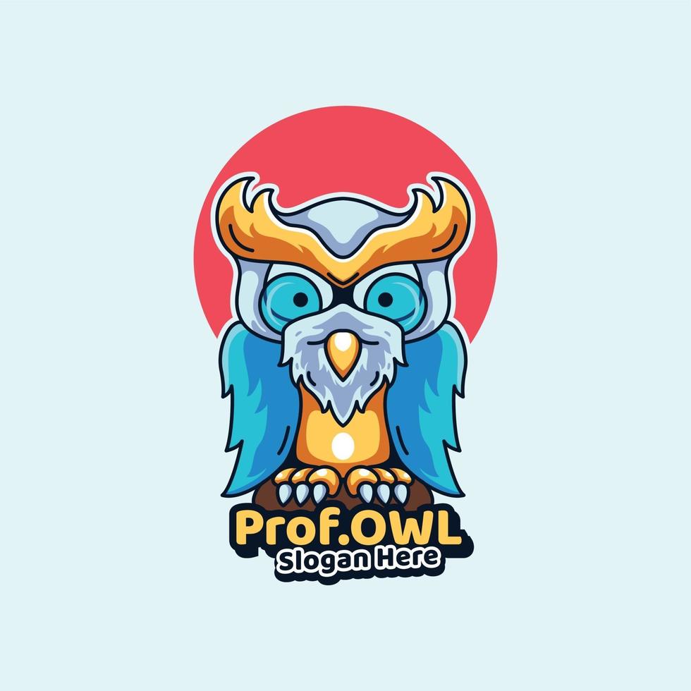Professor Owl mascots illustration icon modern style vector