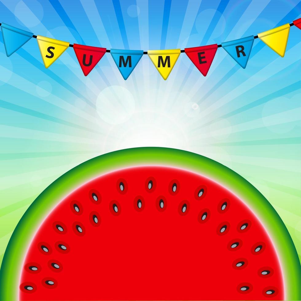 Abstract Natural Summer Background with Watermelon. Vector Illus