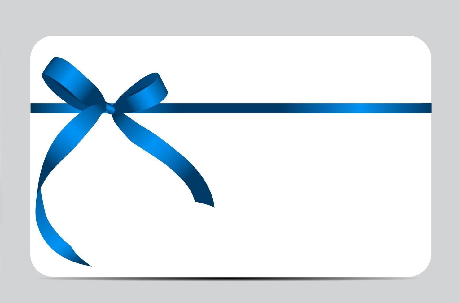 Gift Card with Blue Ribbon and Bow. Vector illustration