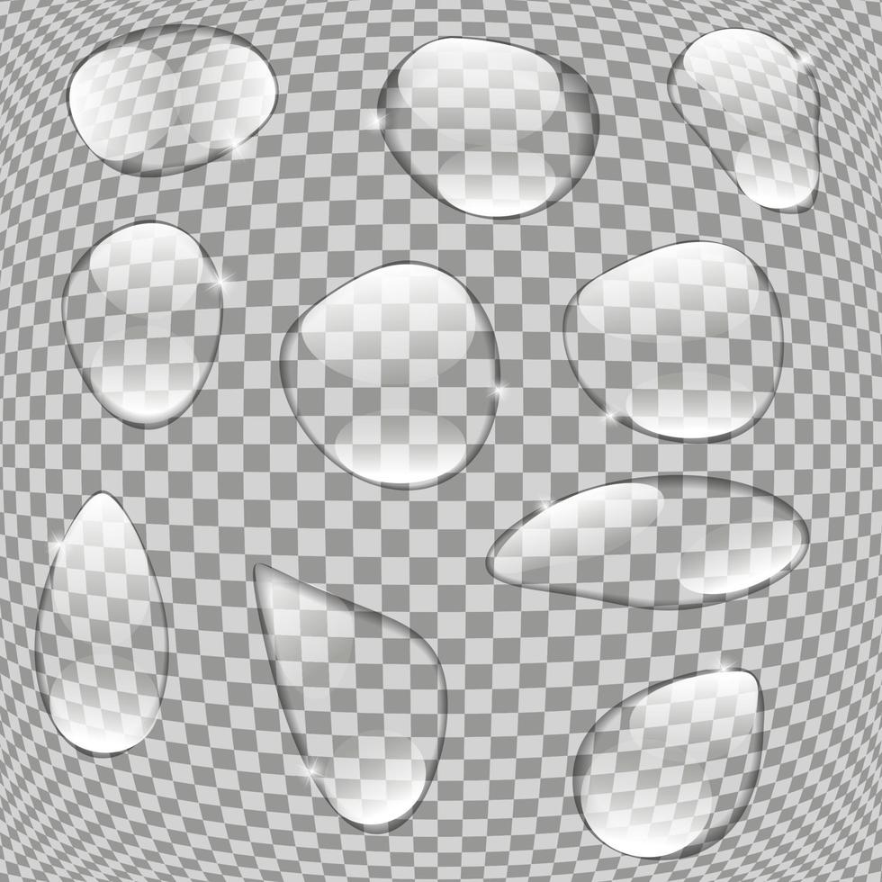 gotas de agua realistas sobre fondo transparente vector