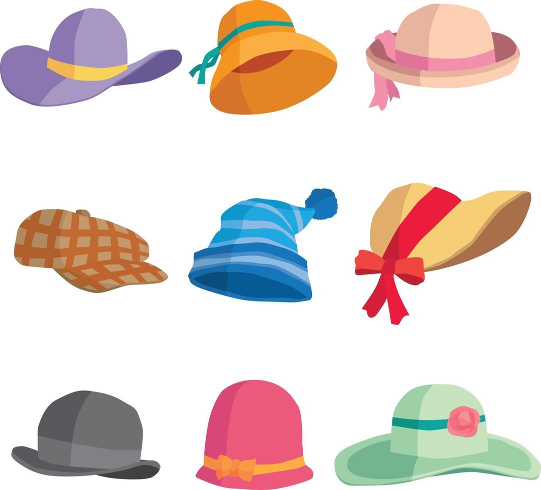 Collection of hats vector