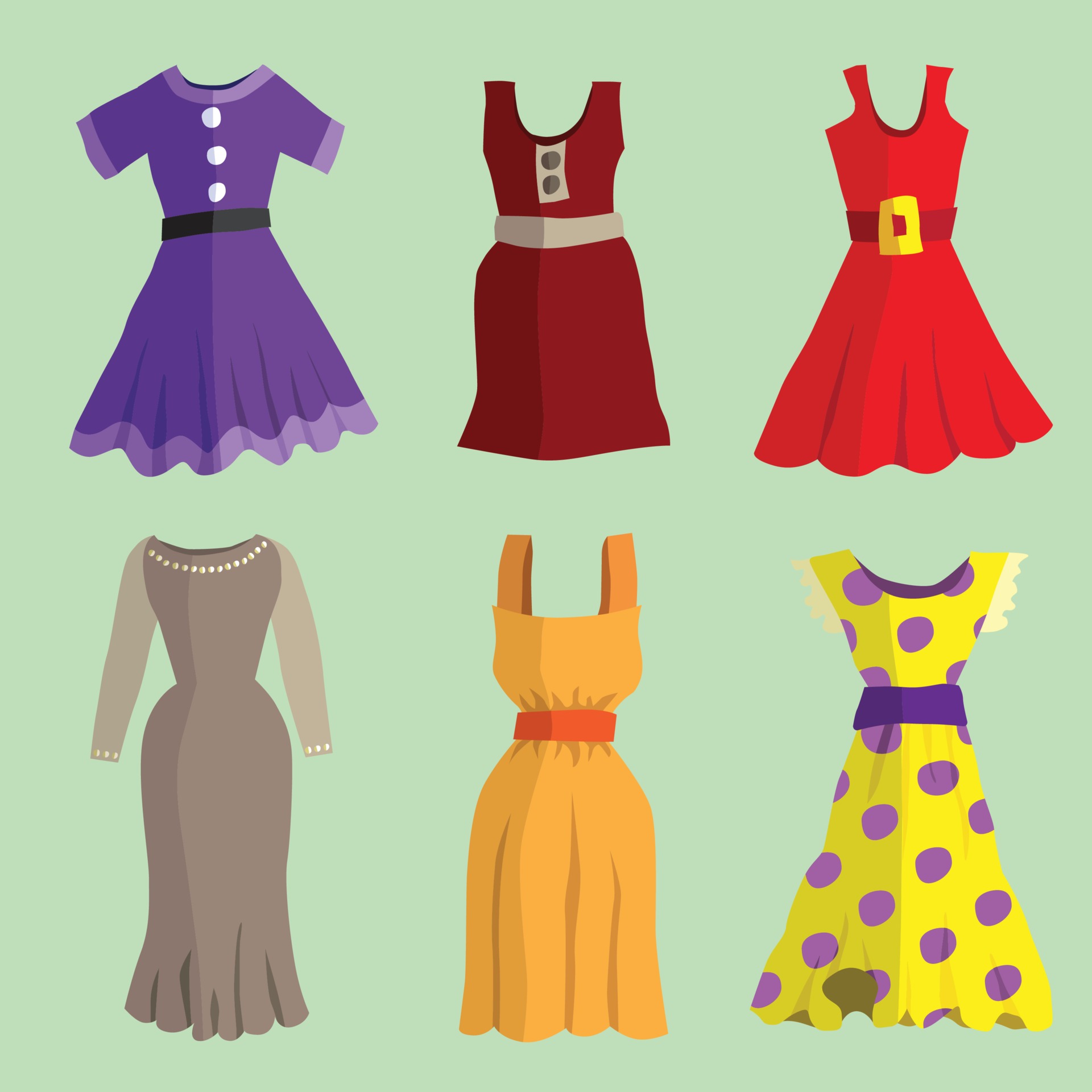 Collection of dresses 3089439 Vector Art at Vecteezy