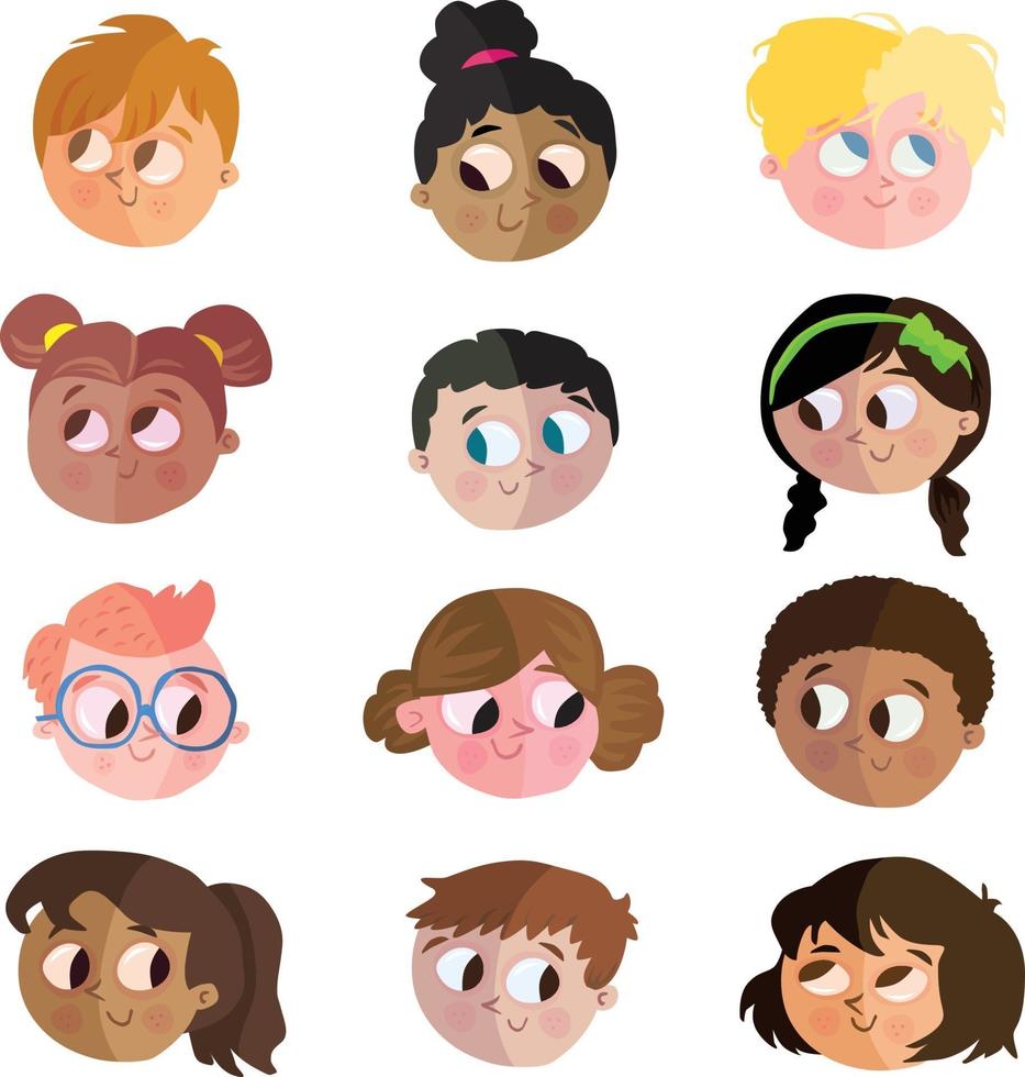 Collection of children's heads vector