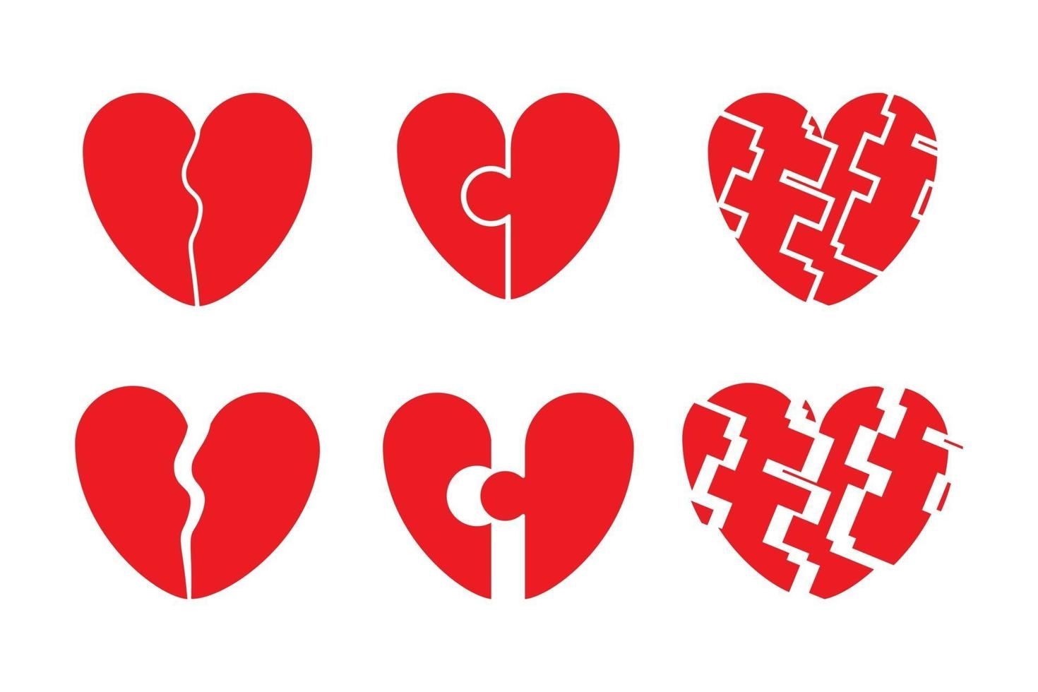 Set of Broken heart icon. Dislike, sadness, rupture, divorce vector